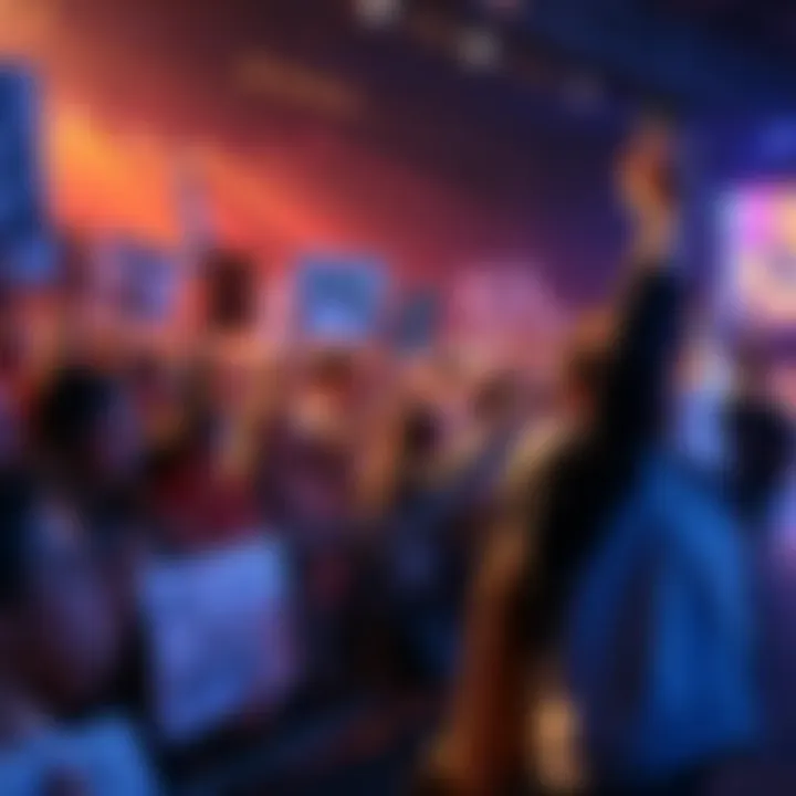 A crowd of excited fans holding signs and banners, waiting for Lille Barro and Shunsui at an event