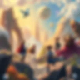 Fantasy Anime Adventure A group of diverse fantasy characters exploring a mystical world filled with vibrant landscapes and magical elements.