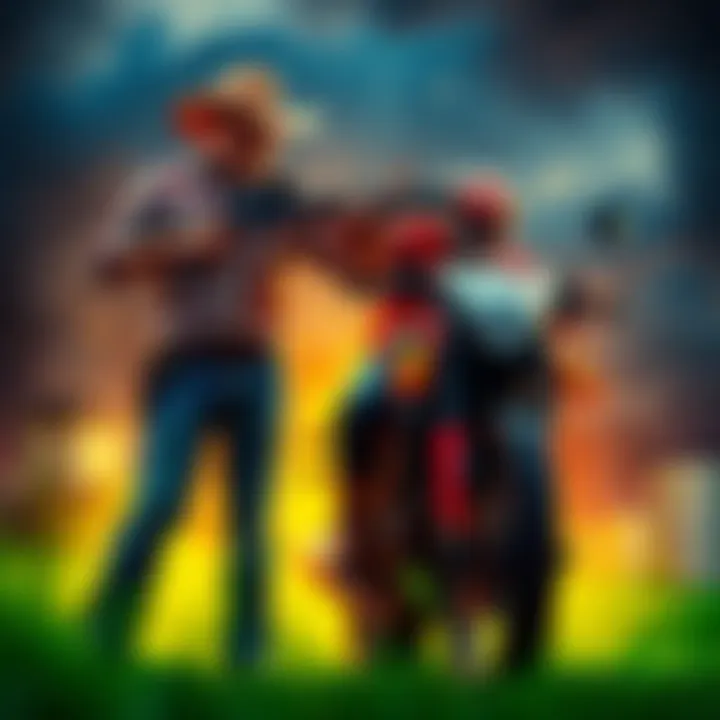 Farmer with Shotgun vs Mumen Rider Farmer with a shotgun stands ready to fight Mumen Rider, who is on a bike in a dramatic showdown scene.