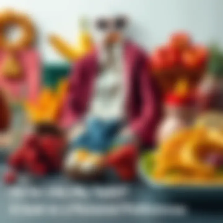 A collage of trendy fashion items and various delicious foods representing personal taste.