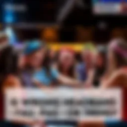 Fashion Headbands Discussion A group of people debating different styles of headbands at a casual gathering, showing mixed reactions to various headband choices.