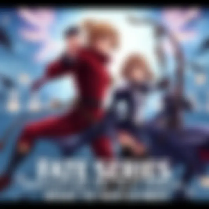 Fate Series Characters Main characters from the Fate series including Saber and Archer in an action pose with a magical backdrop