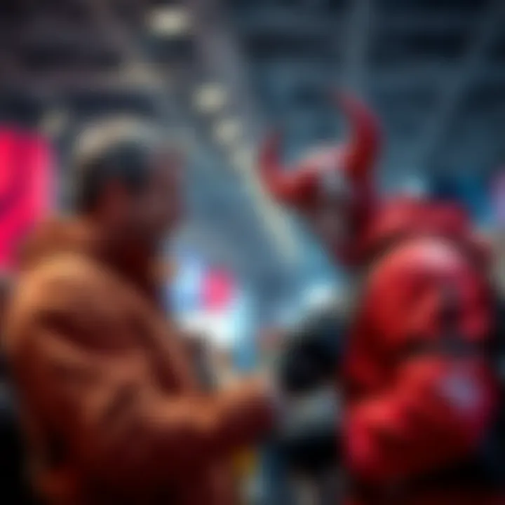 A father helps his son get ready in a colorful Vash costume, both smiling with excitement for FanExpo.