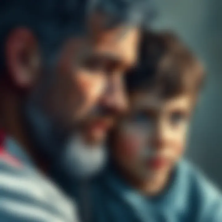 A detailed painting of a father and son, showing their striking resemblance and emotional bond in the artwork.