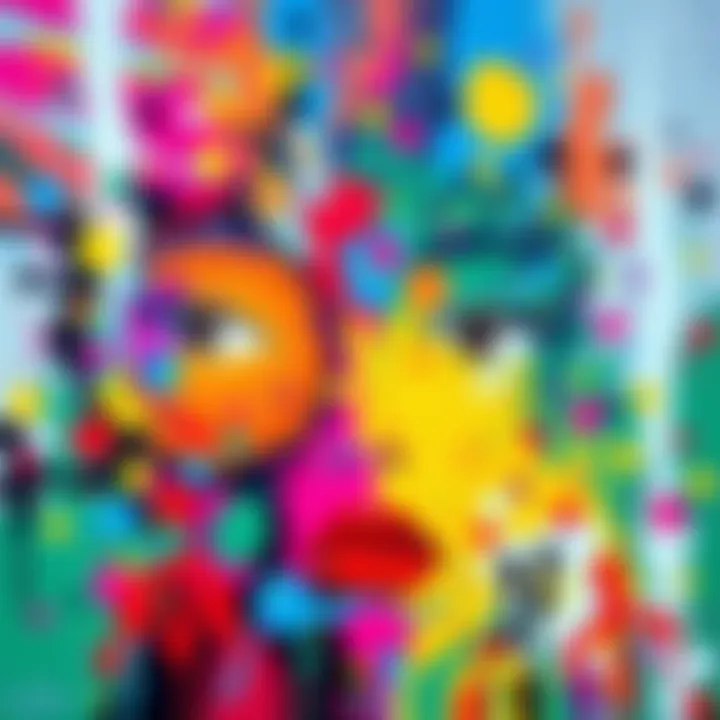 Colorful abstract painting created by Fauna's mother, showing vibrant emotions and themes