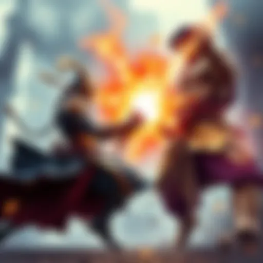 Faux de Mort faces off against Indra, who is launching the powerful Vajra Astra kick in a tense duel.