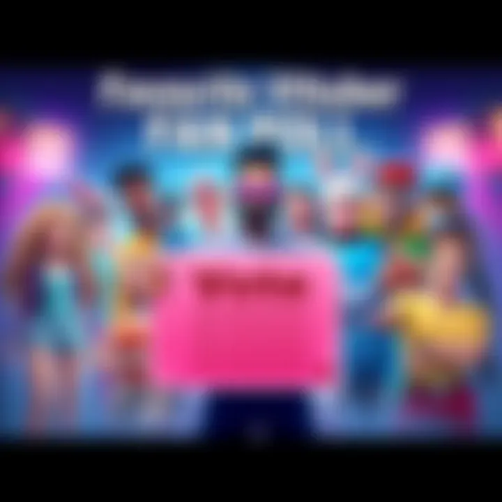 A colorful graphic showing various popular Vtuber characters with a poll box inviting fans to vote for their favorite