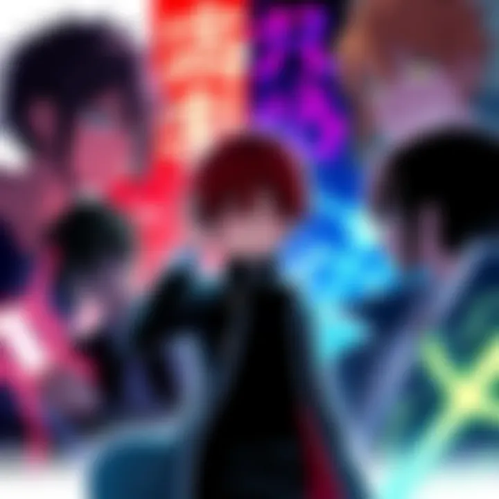 Favorite Anime Characters Collage of popular anime characters like Hachiman, Eren, and Lelouch sharing their moments