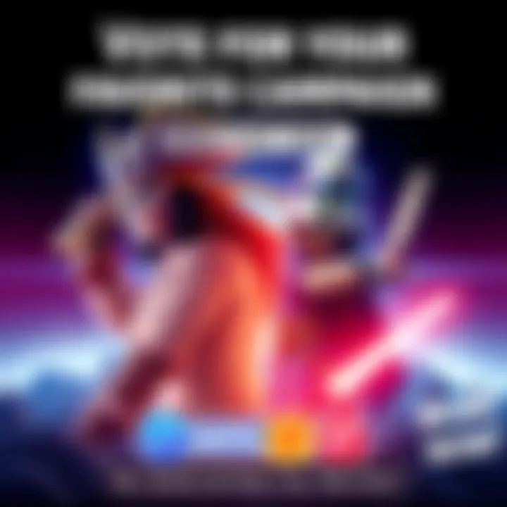 Graphic showing two campaign themes, space pirates and classic adventures, with voting icons