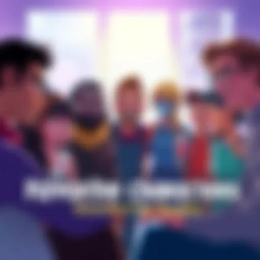 A group of diverse people sharing their favorite characters in an animated conversation