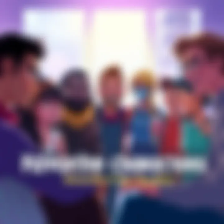 A group of diverse people sharing their favorite characters in an animated conversation