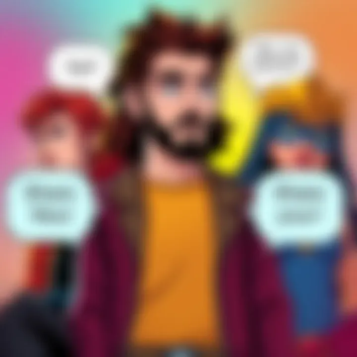Three favorite characters from shows or movies with speech bubbles for discussion