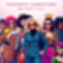 A collage of colorful characters showcasing their distinctive fashion styles, highlighting their unique looks and personalities