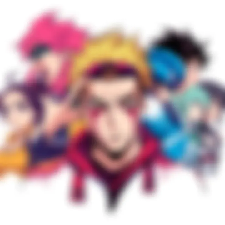 A vibrant collage of popular manga characters showcasing their unique traits and styles.