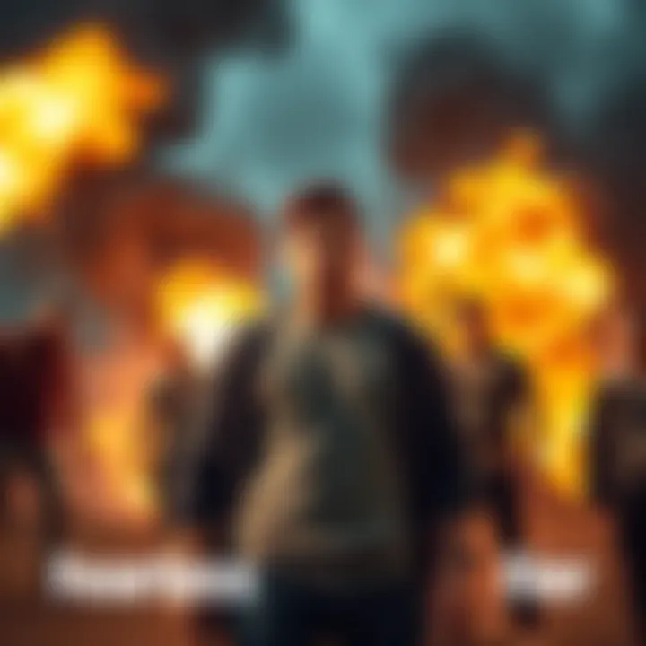 A calm individual stands confidently in front of a threatening situation, showing no fear as others look on in shock.