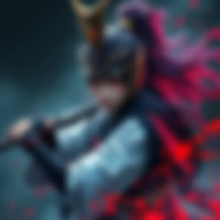 A unique artistic portrayal of a female Musashi warrior, showcasing her strength and elegance.