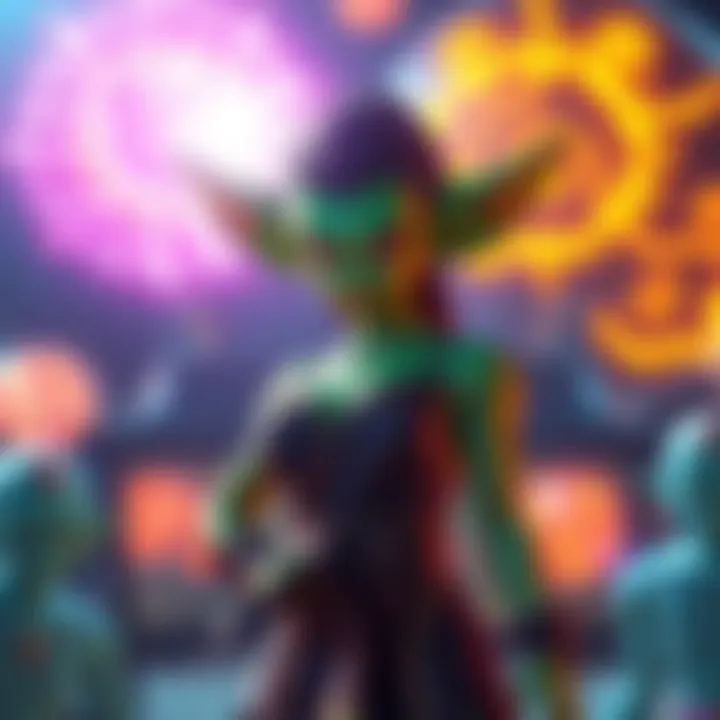 A female Namekian character with green skin and large ears stands confidently in a dynamic pose, surrounded by vibrant energy orbs, symbolizing her unique abilities.