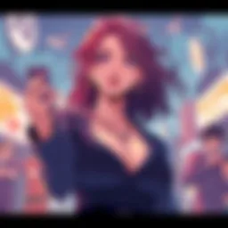 A bold illustration depicting elements of Femdom culture with dominant and submissive themes, including stylized imagery of a confident figure in control and subtle hints of power dynamics.