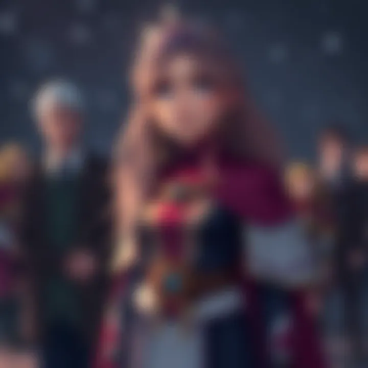 Feremena standing with a frustrated expression, wearing a royal outfit with dramatic colors, but showing no signs of magic, surrounded by confused onlookers.