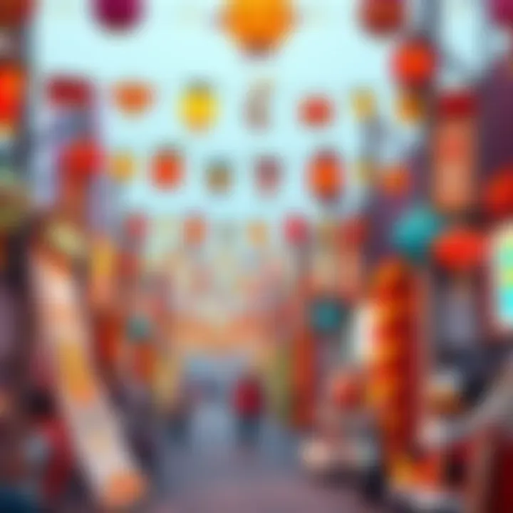 Colorful festival banner showcasing side units with vibrant designs and characters ready for the event