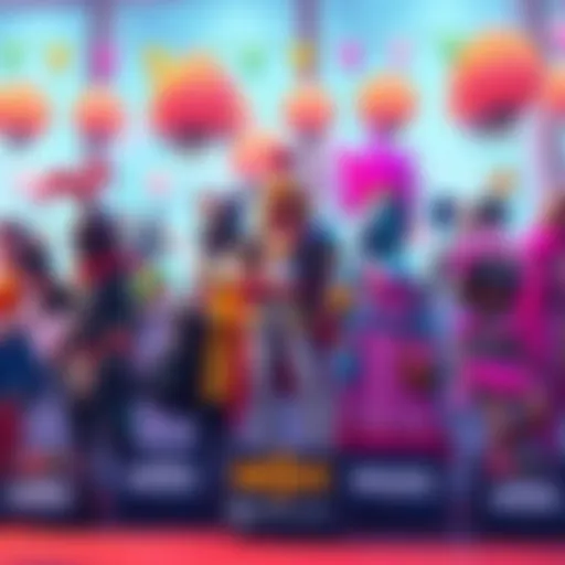 A colorful display of festival-themed game characters ready for players on PC, showcasing various designs and outfits typical of festival events.