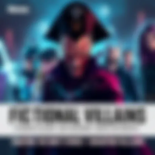 A group of iconic fictional villains, displaying a mix of cunning and intimidation, stand together, each showcasing unique traits that make them memorable.