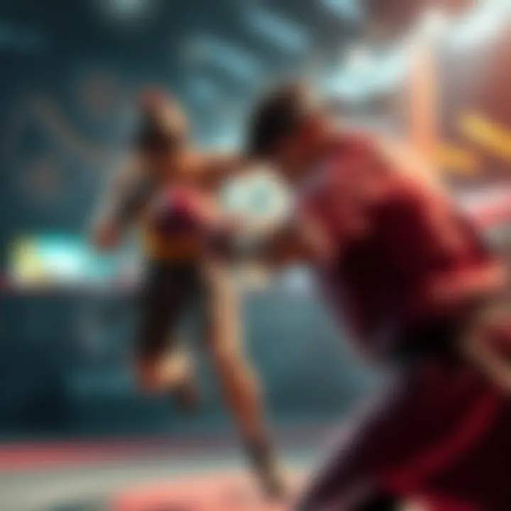 A skilled fighter showcasing their moves in a competitive gaming environment, highlighting their power and strategy.