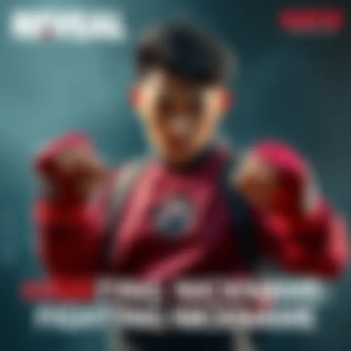 Fighting Nickname Reveal A person in a fighting stance with a determined expression, showcasing a unique fighting nickname on their gear, reflecting North Korean heritage.