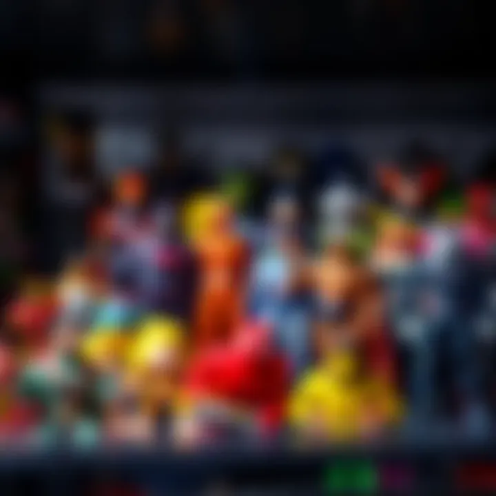 A display of various colorful action figures on a shelf, showcasing the growth of a collector's journey.