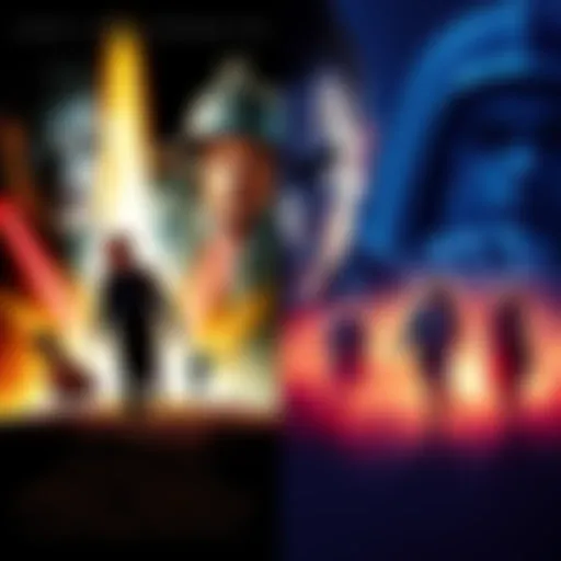 A split image showing a classic movie poster on one side and a modern remake poster on the other, highlighting differences in style and appeal.