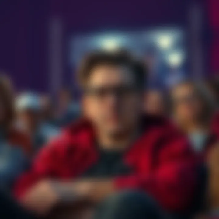 Film Review Critique A disappointed viewer watching a movie with a frown, expressing dissatisfaction with poor film quality.