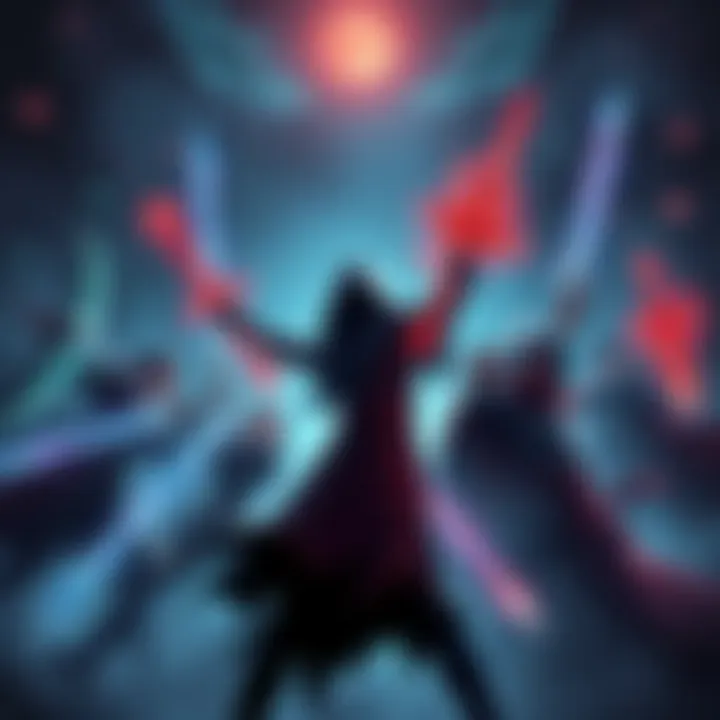 Original characters confront Salem in a dramatic showdown with weapons drawn and spells ready, showcasing their unique powers and teamwork.