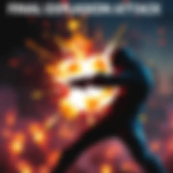 A character performing the final explosion attack, showing a dramatic yet underwhelming explosion effect, illustrating its weakness compared to regular attacks.