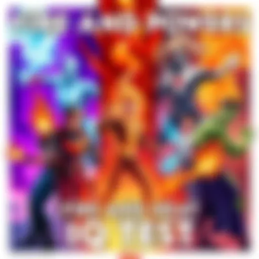 Fire and Heat Powers IQ Test A colorful illustration depicting various characters with different fire and heat abilities, showcasing their powers in a vibrant setting.