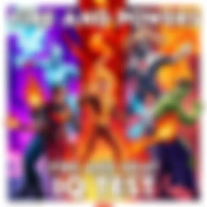 Fire and Heat Powers IQ Test A colorful illustration depicting various characters with different fire and heat abilities, showcasing their powers in a vibrant setting.