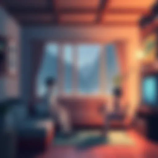 A nostalgic scene featuring iconic anime characters from Rave Master and Elfen Lied in a cozy living room setting, reflecting on their first anime experiences.
