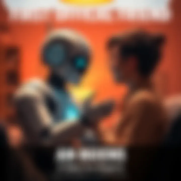 A person interacting with a friendly robot in a warm setting, symbolizing new social connections.