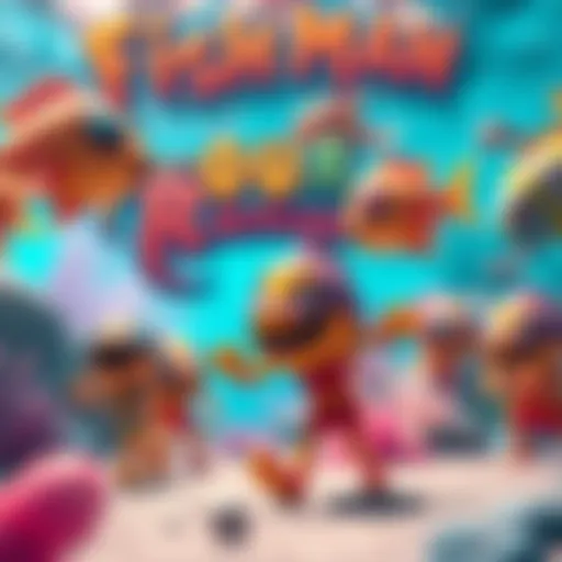 A vibrant scene from the FishMan Island Remake showing colorful characters and an underwater background.