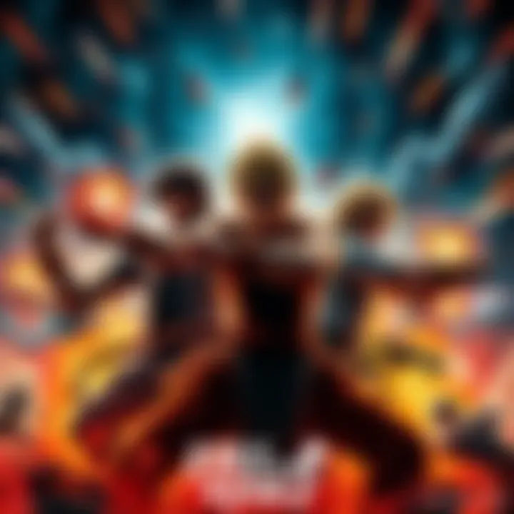 Intense battle scene featuring characters from Fist of the North Star, showcasing powerful fists and dramatic poses.