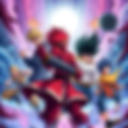 A dynamic scene featuring characters from Fist of the North Star, showcasing their iconic poses and distinct designs, highlighting the influence of this anime on the genre.