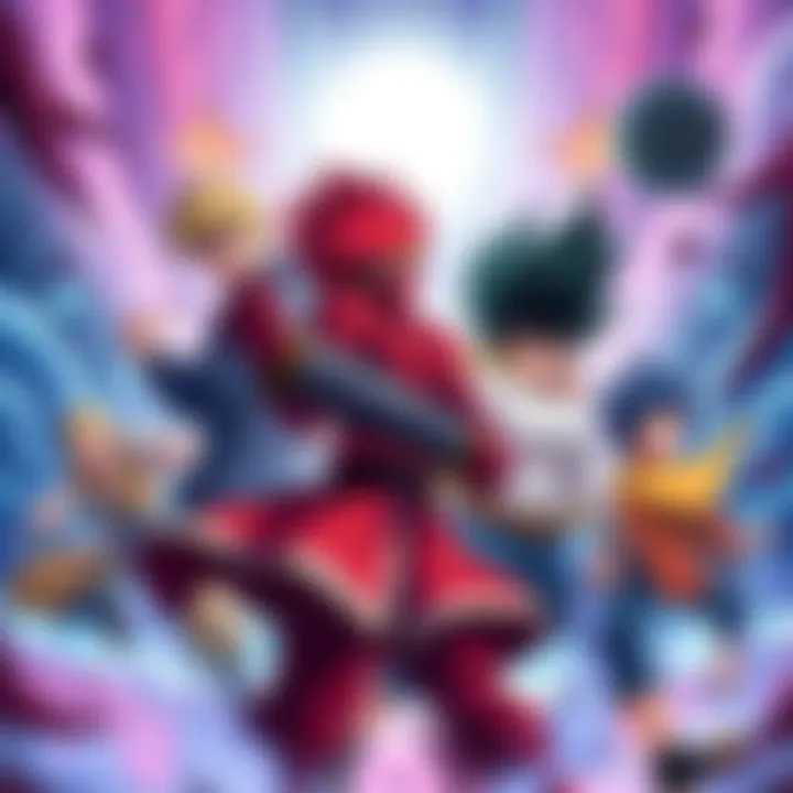 A dynamic scene featuring characters from Fist of the North Star, showcasing their iconic poses and distinct designs, highlighting the influence of this anime on the genre.