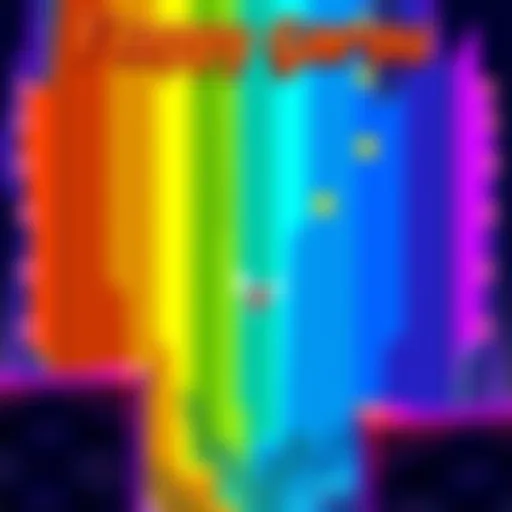 A colorful game screen showing Flappy Garou with a character sliding through obstacles