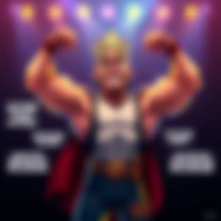 A cartoon character showing off muscles and a big smile, surrounded by humorous captions.