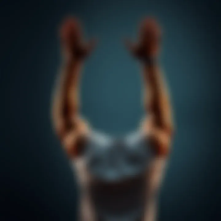 A person demonstrating a flexible arm stretch with both arms extended outward, showing enhanced flexibility and control.