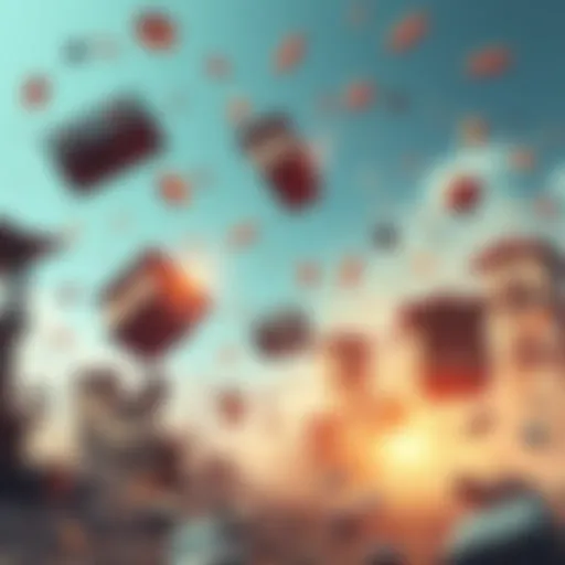 Buildings and debris spinning in the air due to Dabura's reversal phenomenon