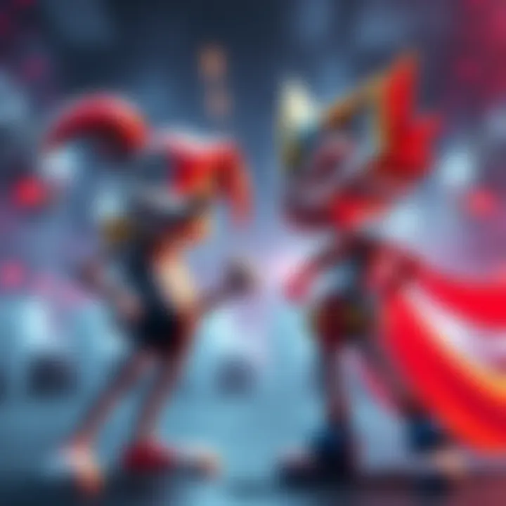Floppy character standing against Kirishima in a competitive pose, representing the GOAT ranking debate.