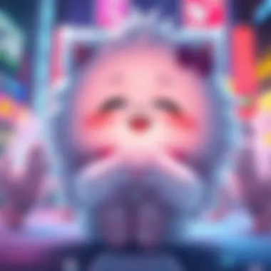 A cute character with fluffy fur sharing joyful posts on Twitter