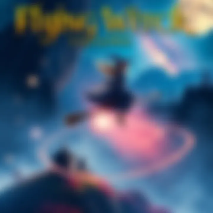 Vibrant cover art showing a witch flying on a broomstick over a picturesque landscape with magical elements