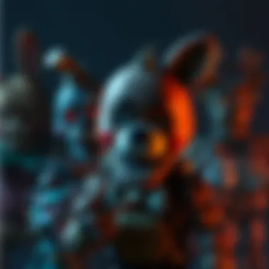 A collage showcasing various FNAF characters and fan art representing different theories about the game, with a dark, spooky background.