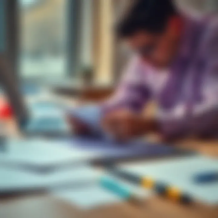 A person organizing a planner while reviewing goals for the year 2026, surrounded by notes and a laptop.